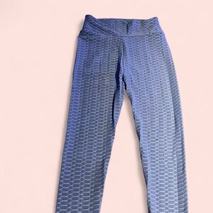 Blue Textured Leggings